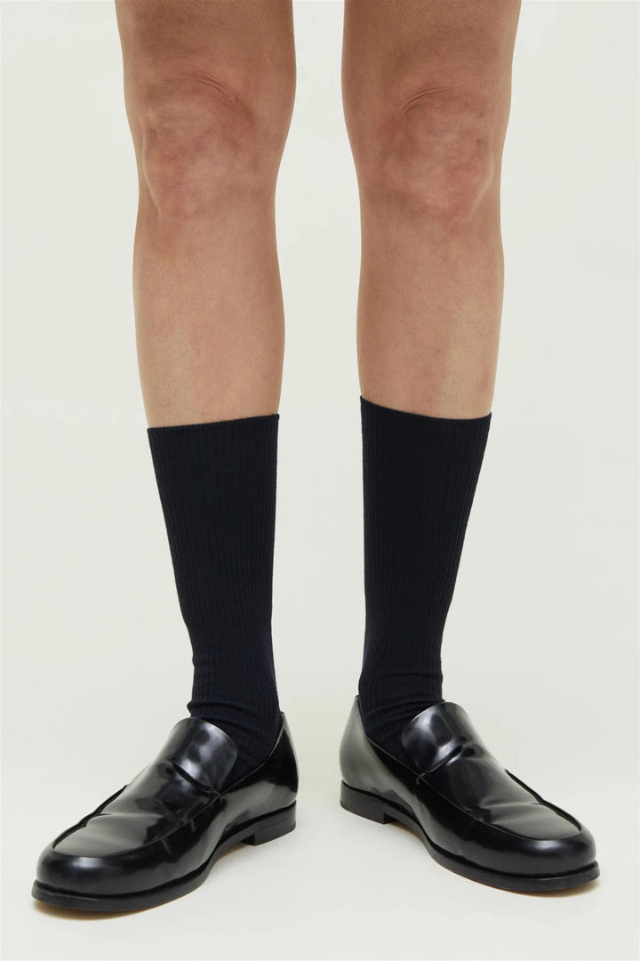 Wool Rib Socks Black
