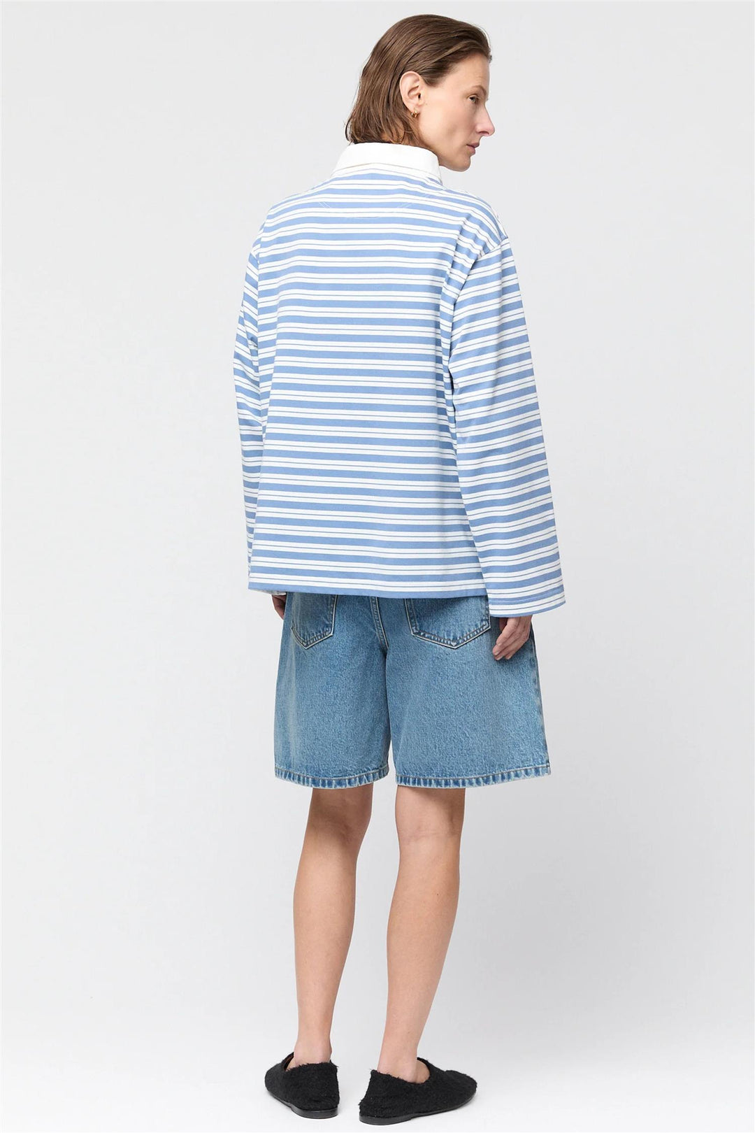 Rugby Top Powder Blue and Cream Stripe