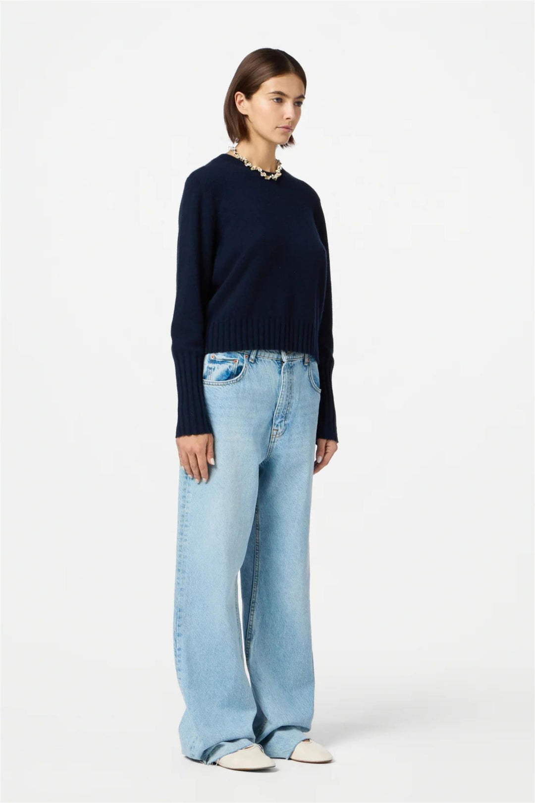 Shrunken Cashmere Crew Midnight