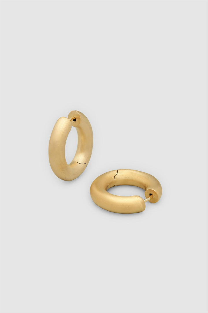 Chunky Hoops Satin Medium Gold