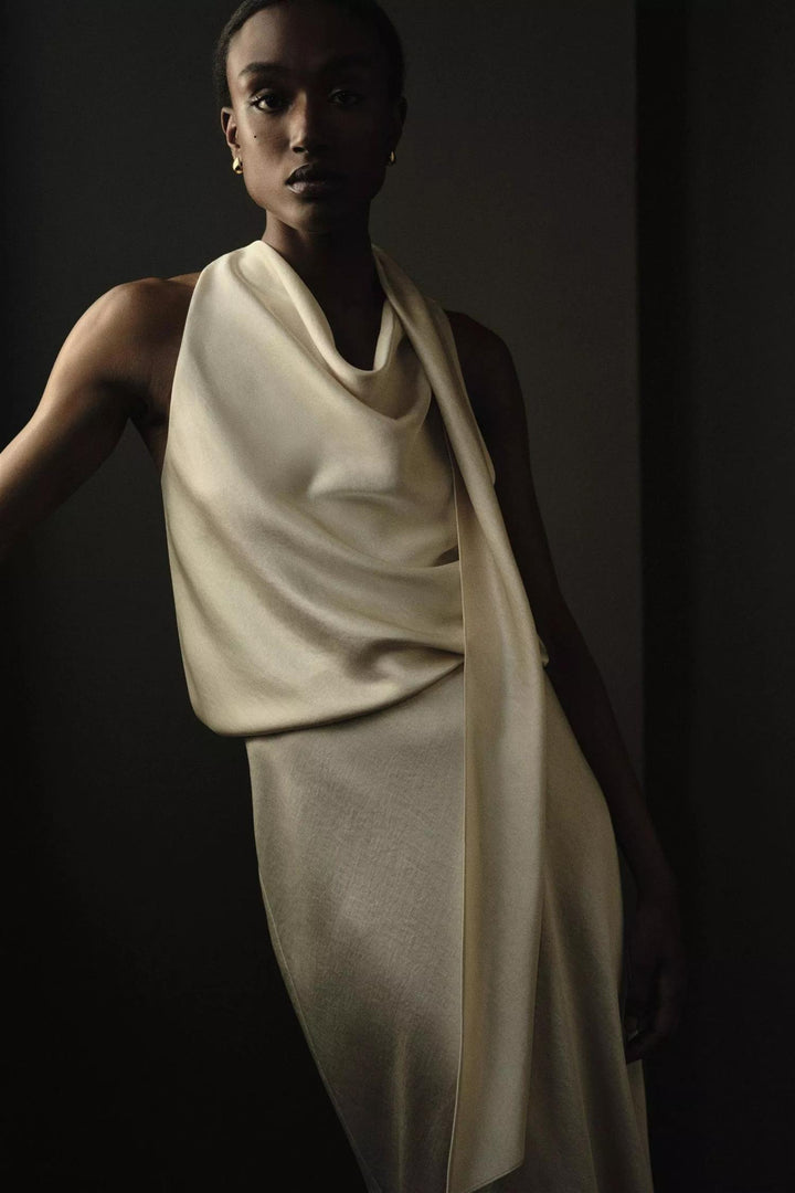 Fluid Satin Bias Column Skirt Bona