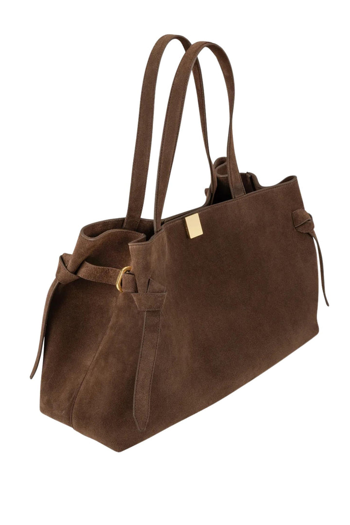 Gyoza Tote Suede Leather Chocolate