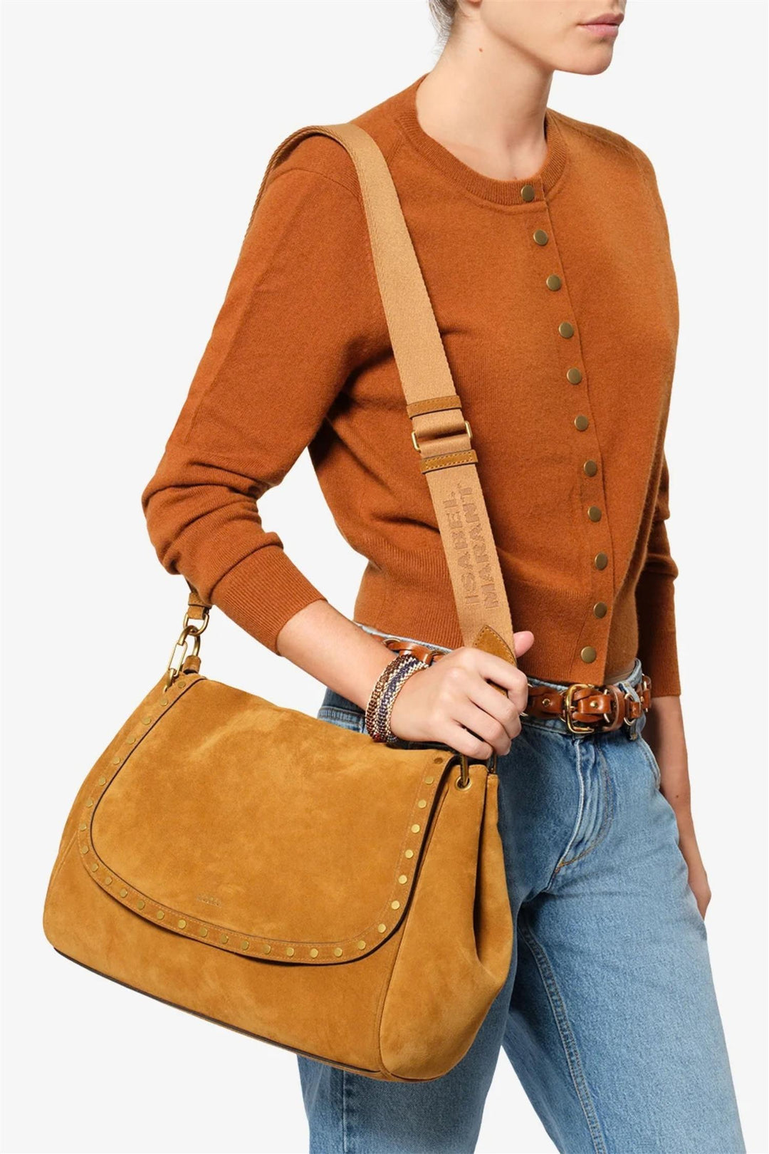 Chany XL Suede Bag Cognac