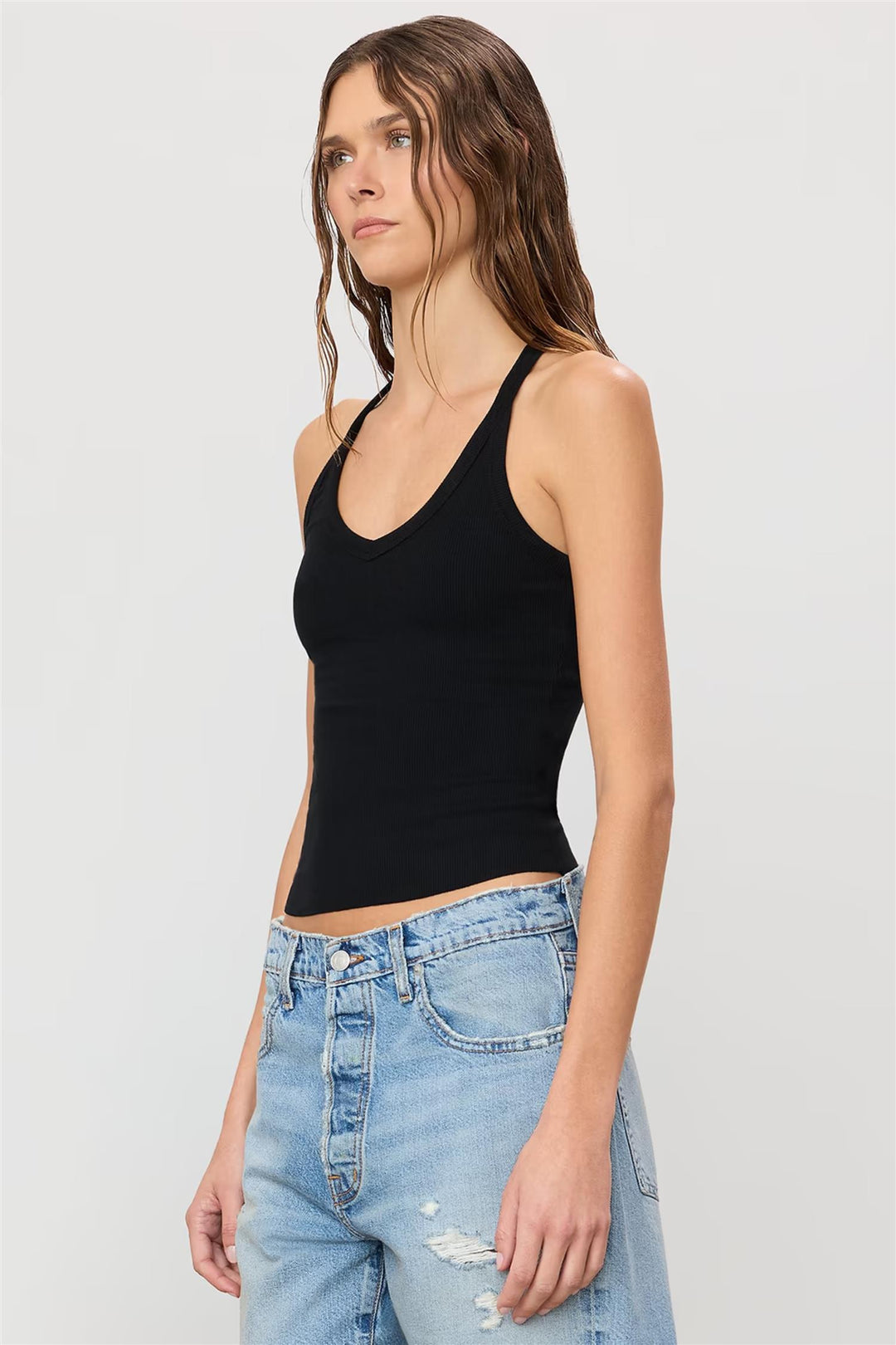 V-Neck Racerback Tank Black
