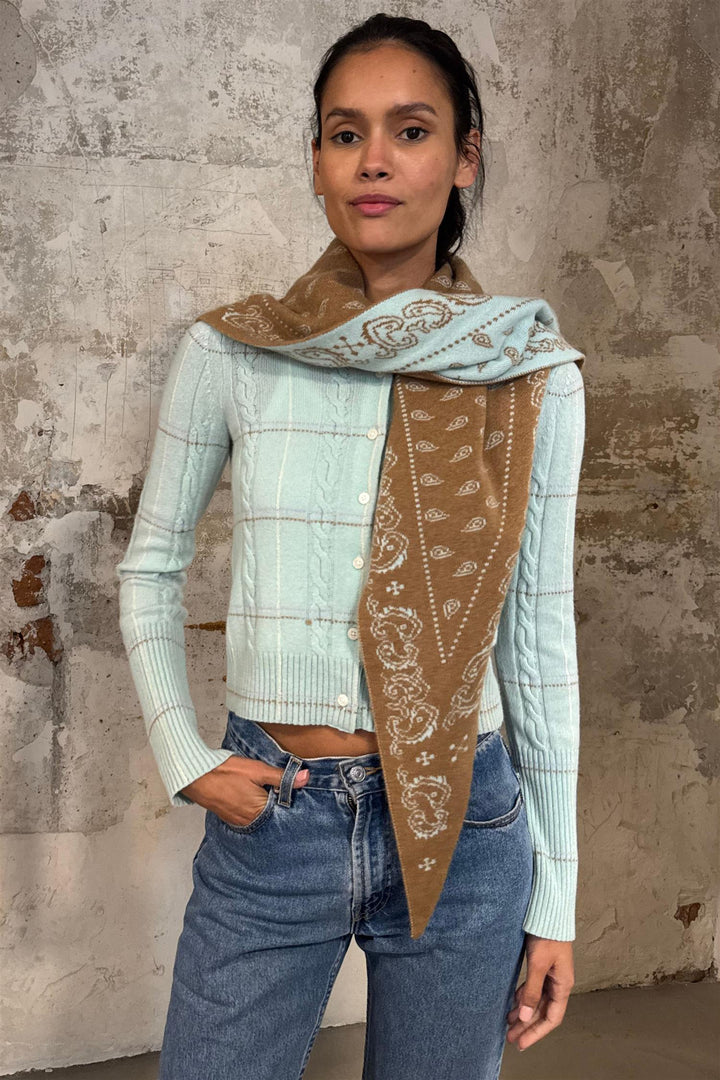 Jane Check Cardigan Seaglass Combo