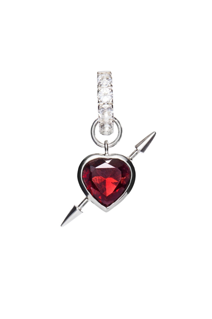 Rebel Love Earring - Silver - Clear Quartz & Red Garnet