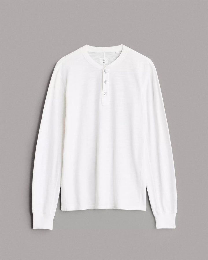 Classic Henley Button Down Long Sleeved T-shirt White