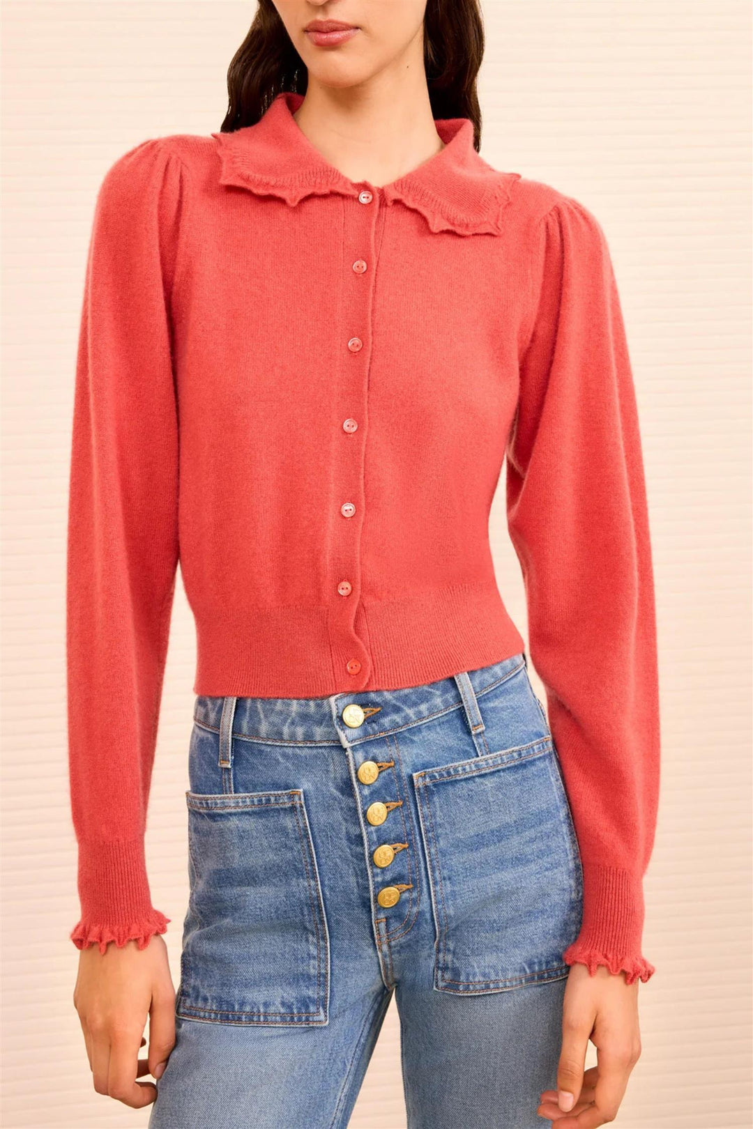 Kalila Collared Cardigan Coral