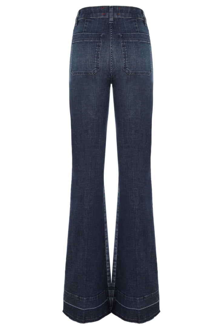 Angeline Two-Tone Flared Jeans Blue Denim