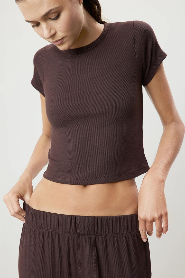 Butter Rib Short Sleeve Baby Tee Espresso