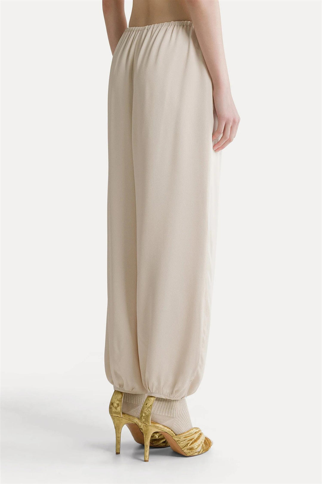 Mixed Silk Marocaine Sarouel Pants Avorio