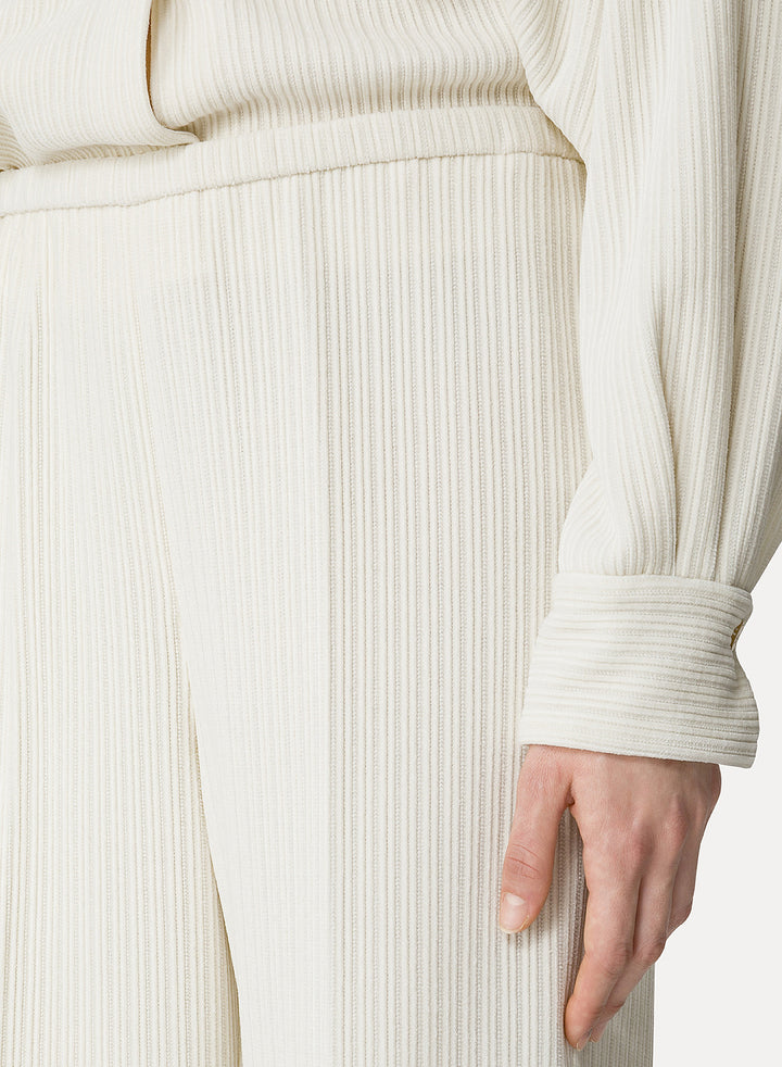 Knitted Corduroy Flared Pants Ivory