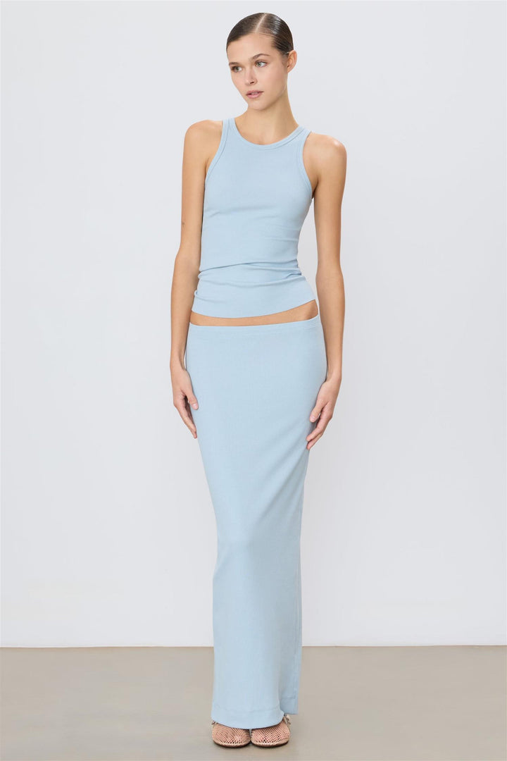Emma Butter Rib Skirt Dusty Blue