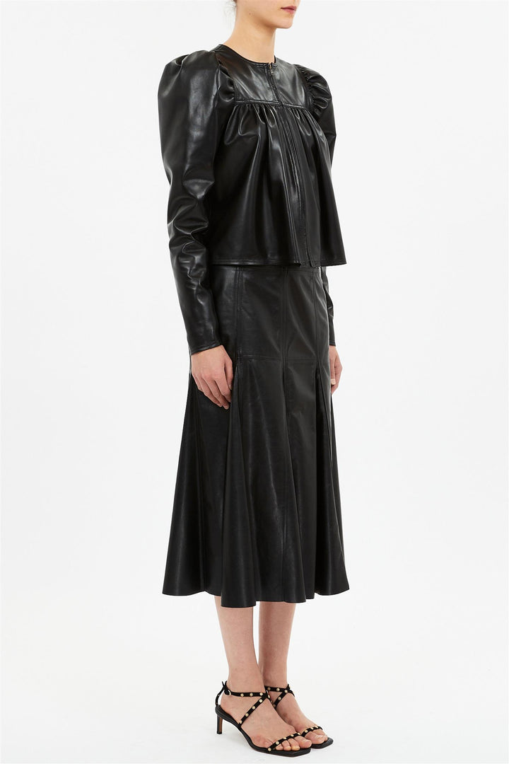 Anouk Zip Up Leather Jacket Noir