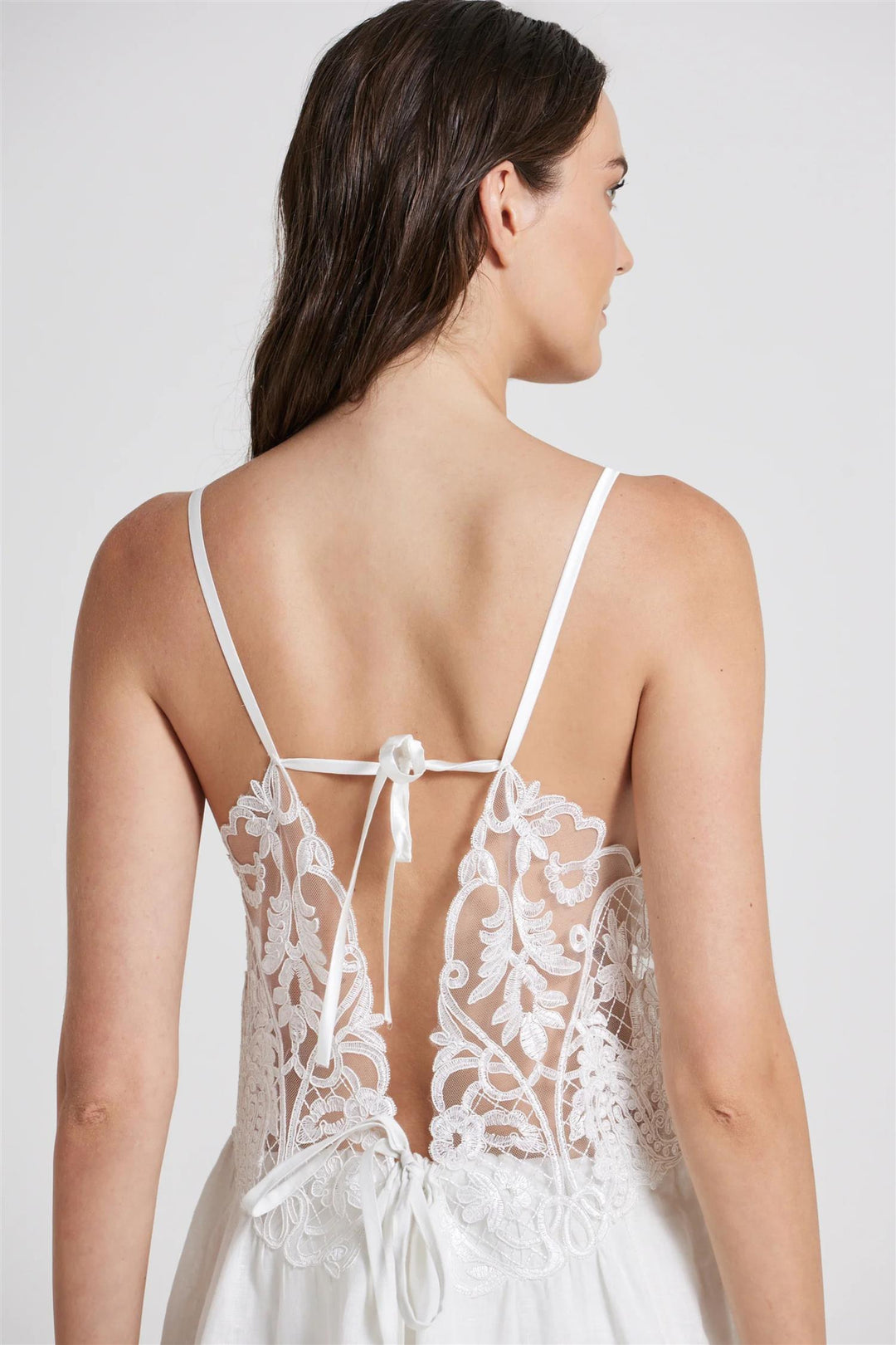 Midi Slip Lace Dress White