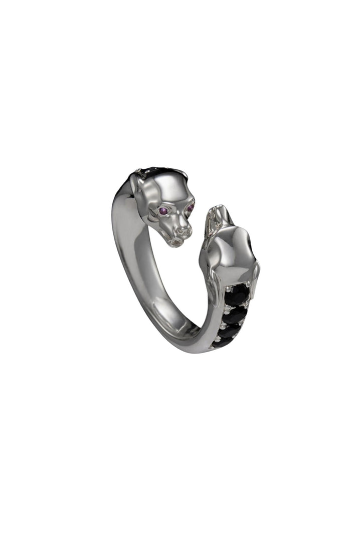 The Nocturnal Guardian Ring - Silver - Black Spinel
