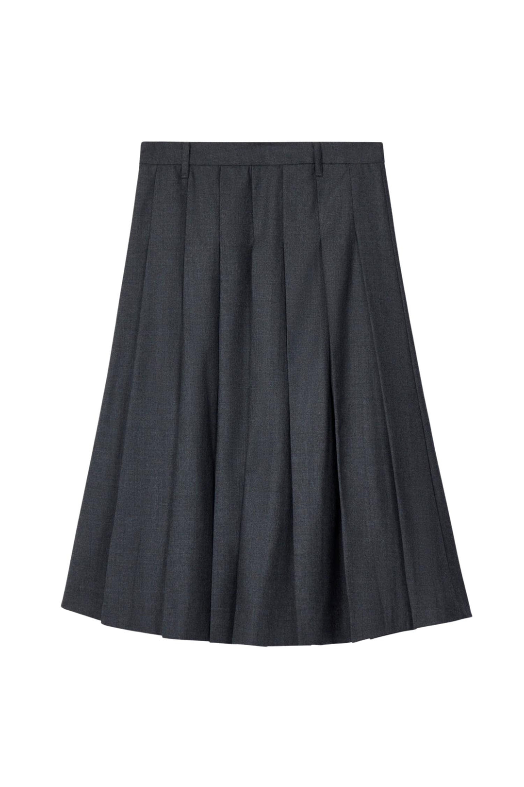 Wool Pleat Skirt Charcoal Grey