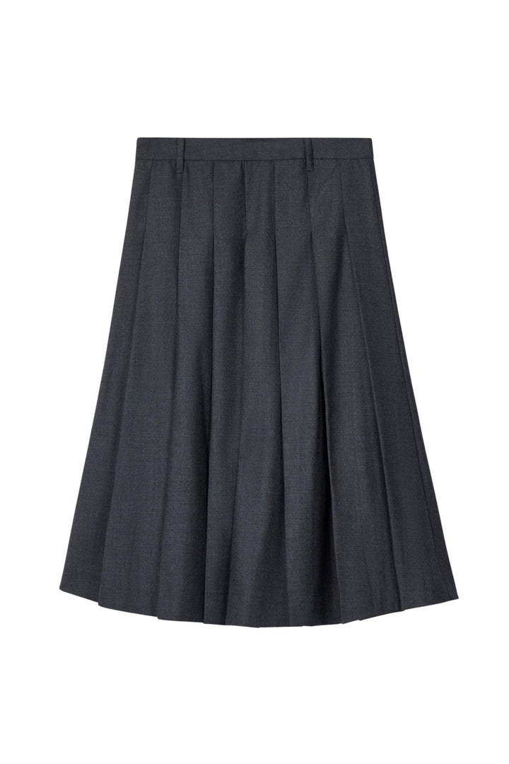 Wool Pleat Skirt Charcoal Grey
