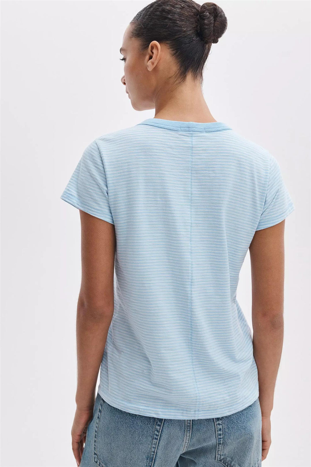 The Slub Striped Tee Powder Blue Multi