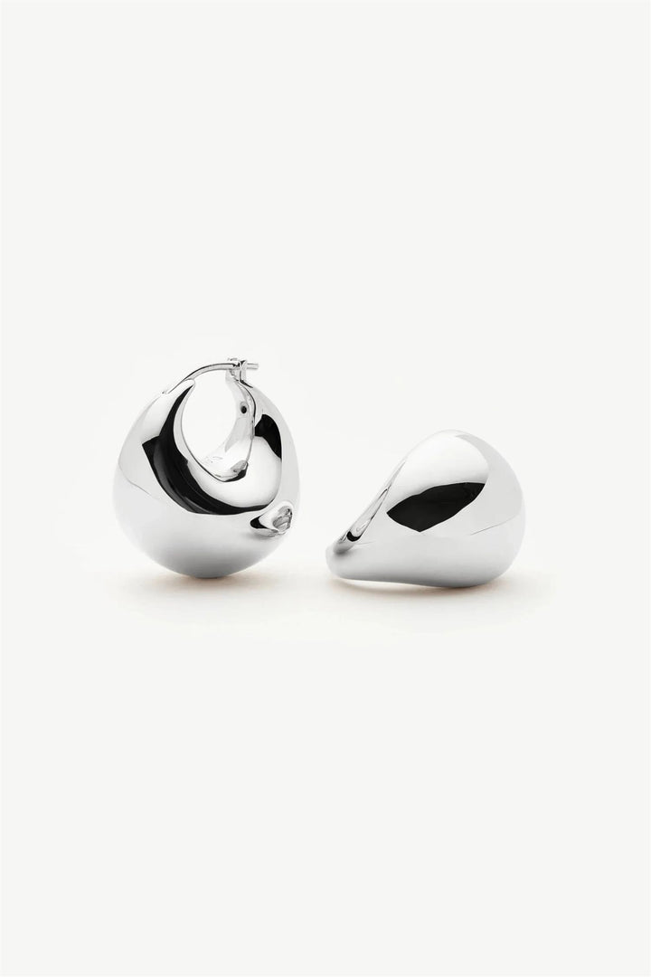 Sculptural Chubby Dome Small Hoop Earring Silver