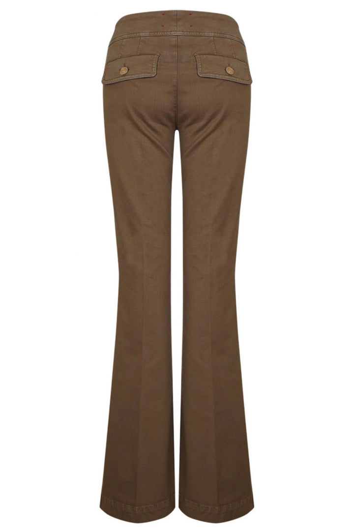 Anais Pocket Flared Bull Stretch Jeans Khaki
