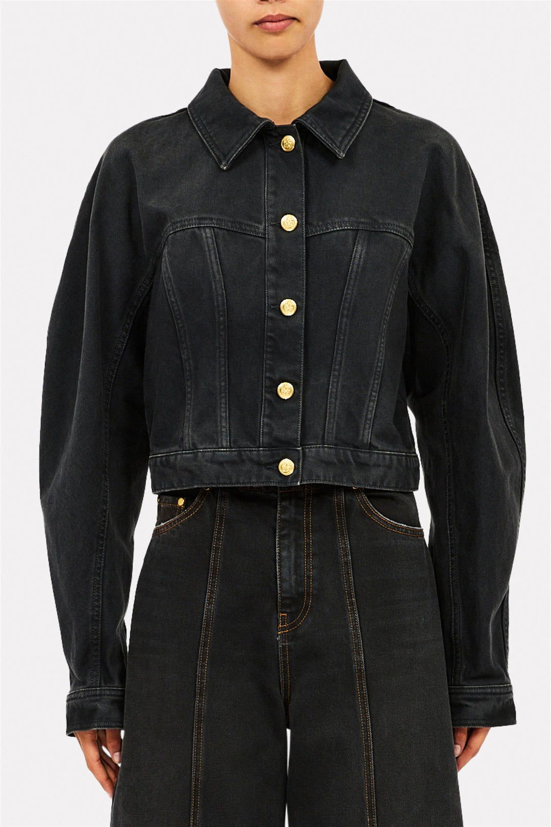 The Val Cropped Denim Jacket Smoke