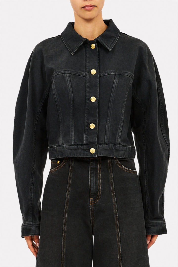 The Val Cropped Denim Jacket Smoke