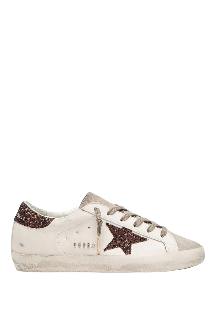 Super-Star White Leather Brown Glitter
