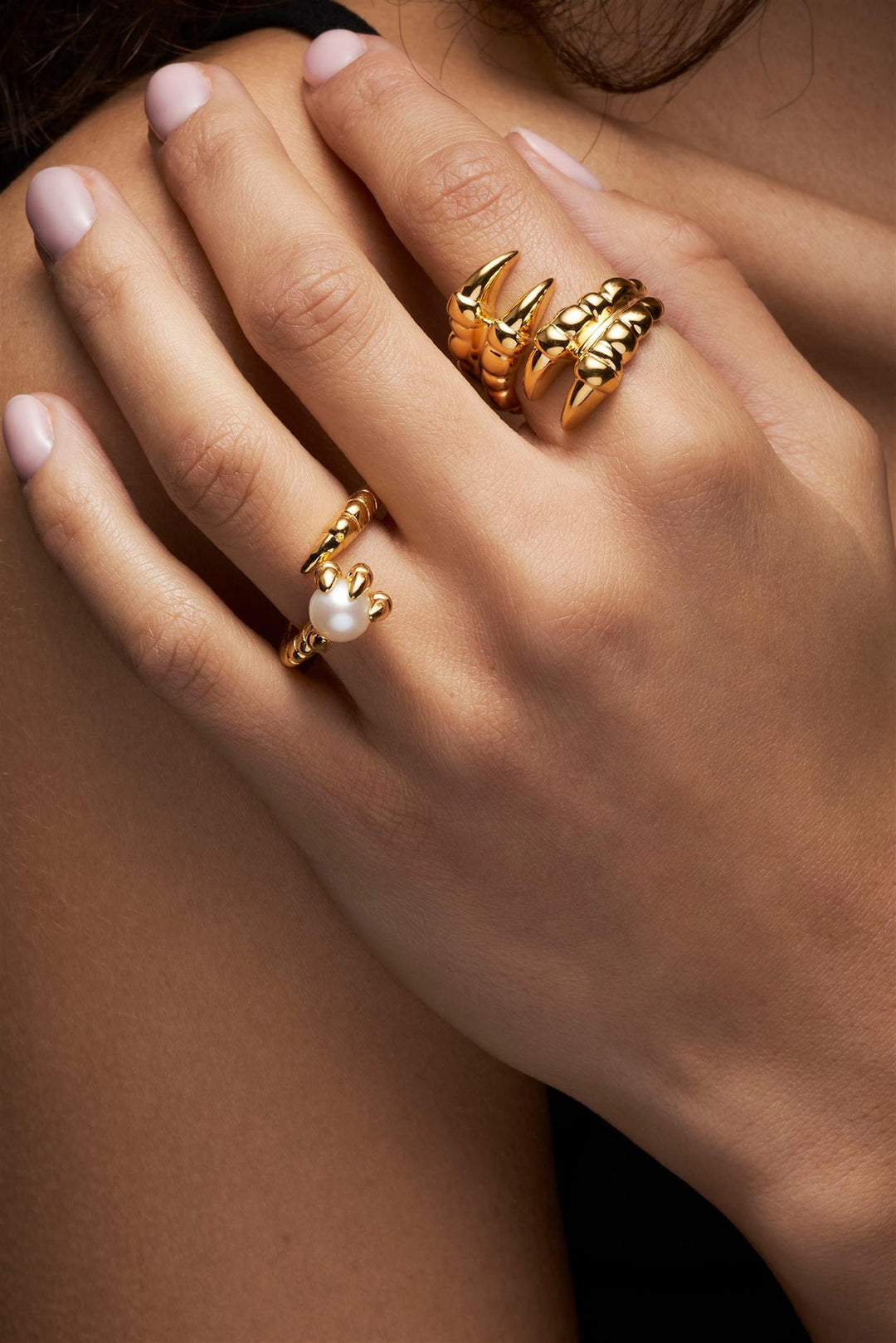 Claw Double Ring - Gold Plated Silver