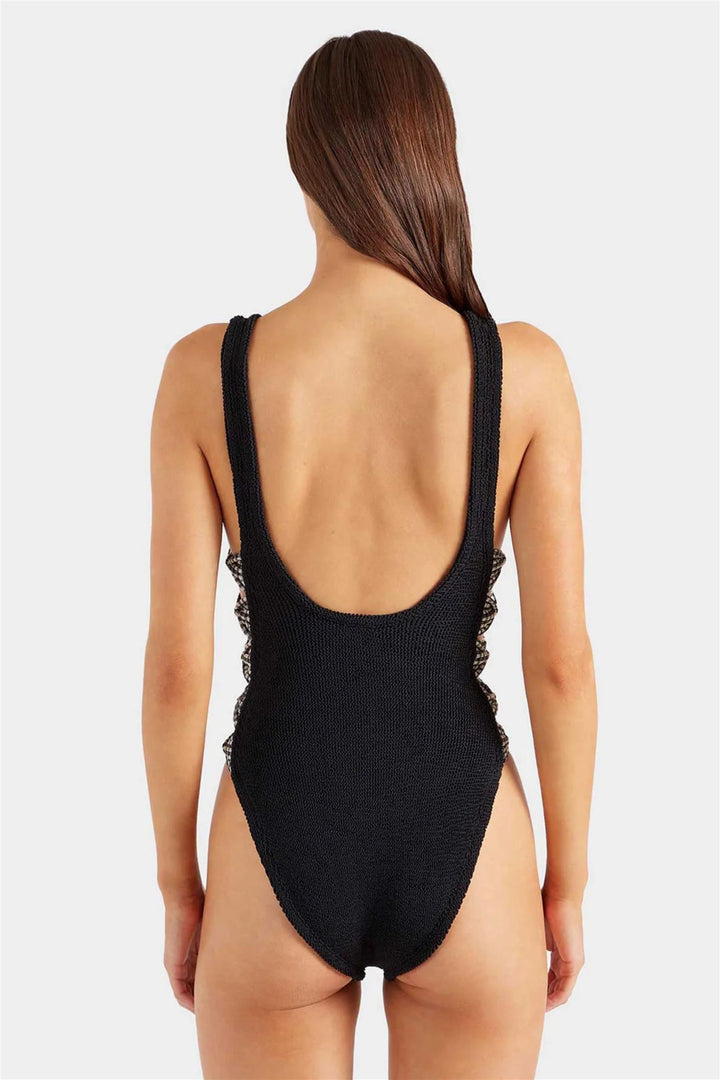 Tiffany Crinkle Swimsuit Black Gingham