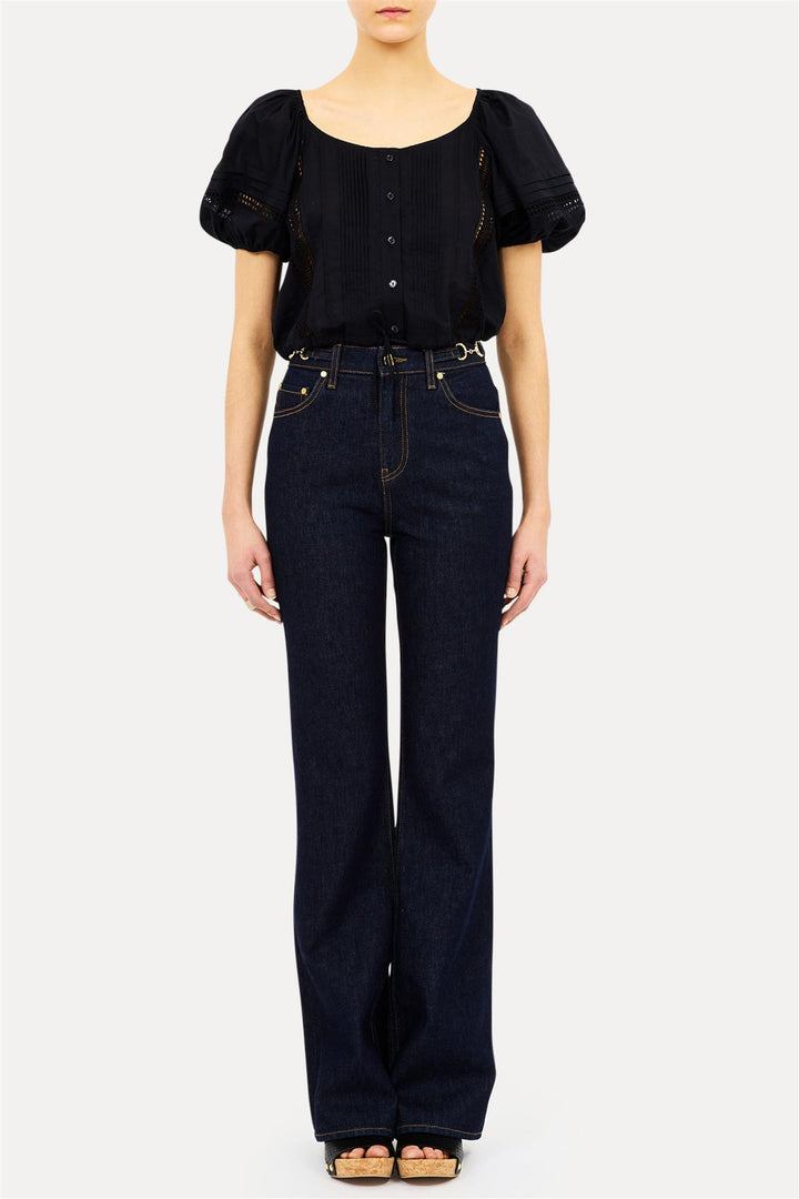 Clara Short Sleeve Top Noir