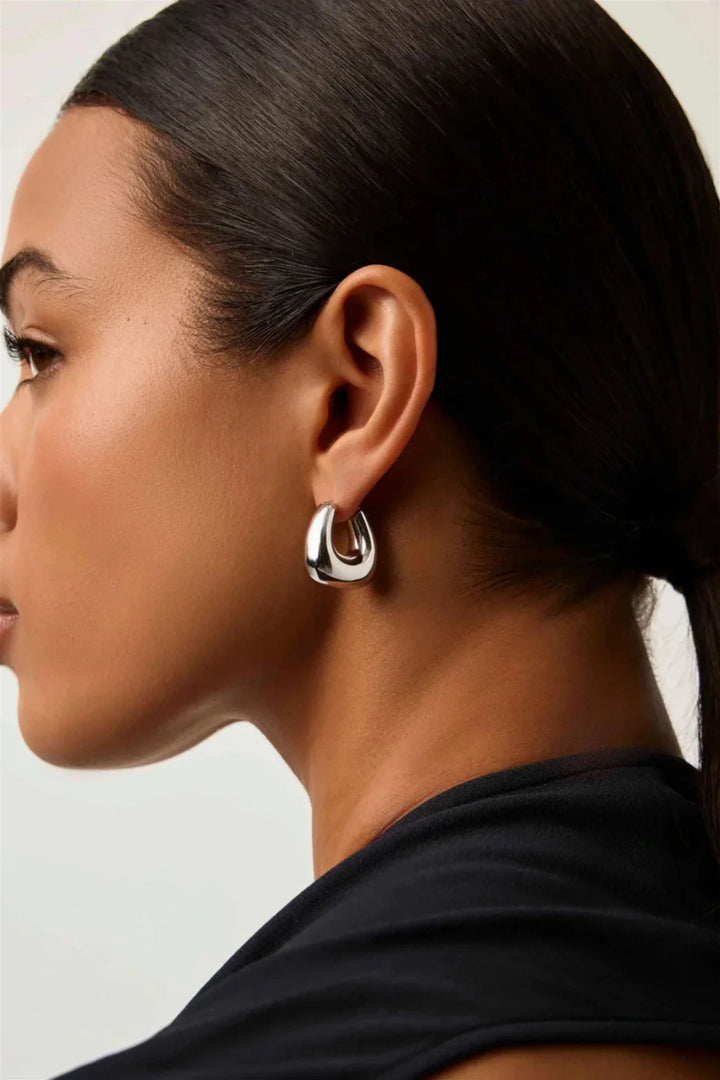 Sculptural Chubby Small Hoop Earrings Silver