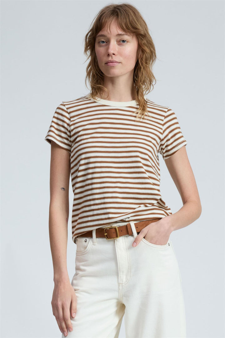 The Slub Striped Tee Warm Brown Multi