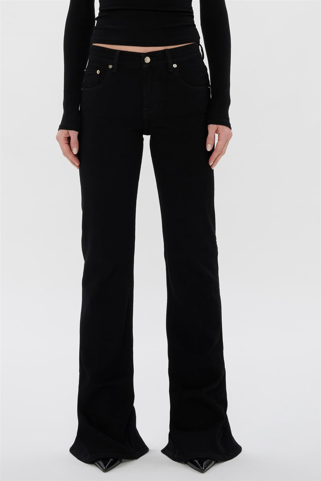 Chewy Slit Bootcut Jeans OD Black