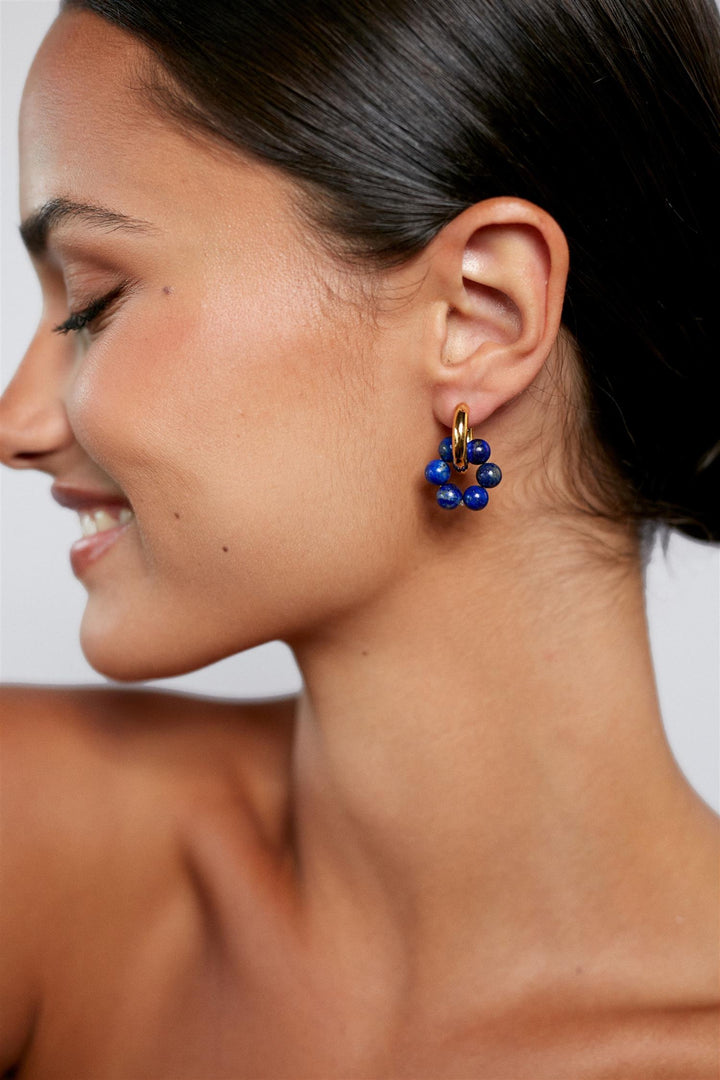 Deep Blue Hoops Golden Lapis