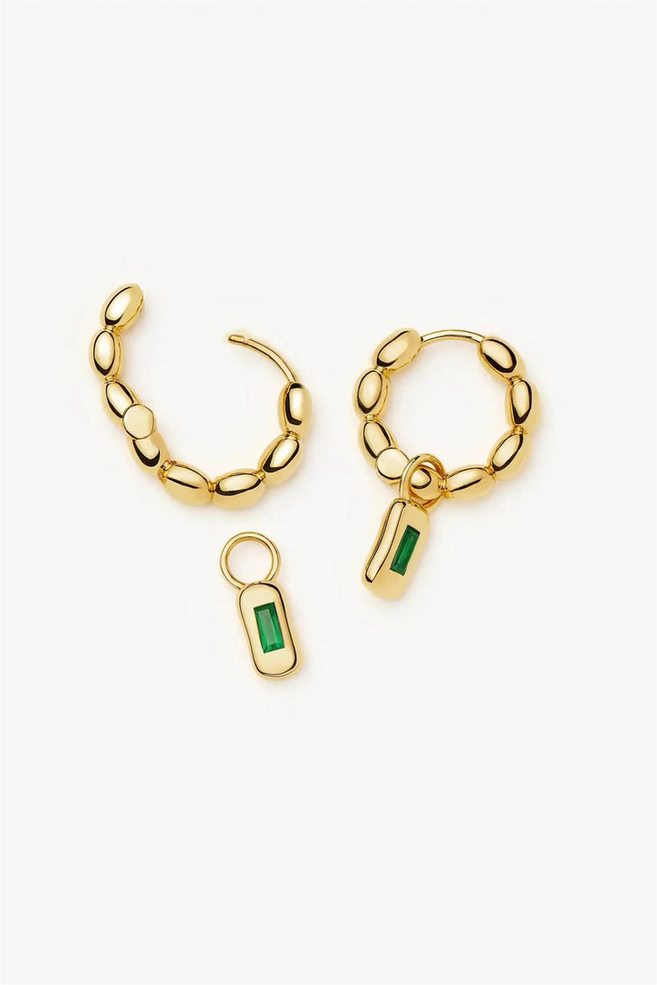 Molten Gemstone Olive Charm Hoop Earrings