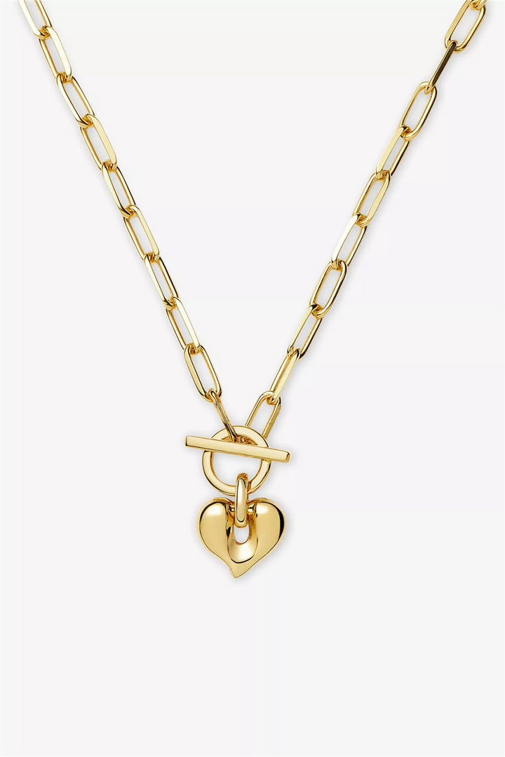 Molten Heart T-Bar Chain Necklace Gold