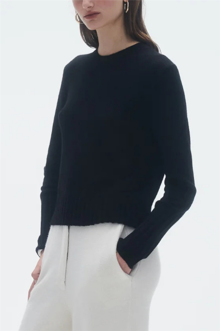 Shrunken Cashmere Crew Black