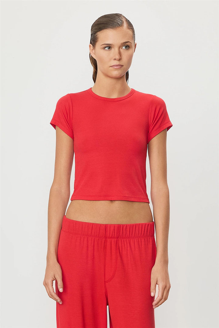 Butter Rib Short Sleeve Baby Tee Rouge