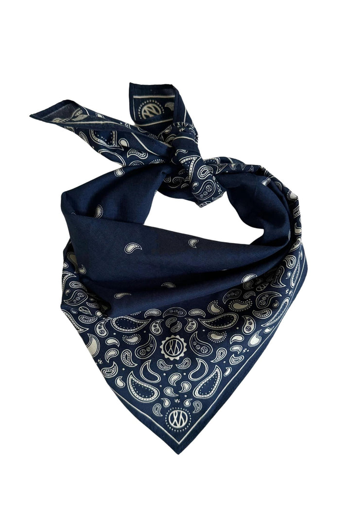 Cotton Paisley Scarf 55 cm. Navy