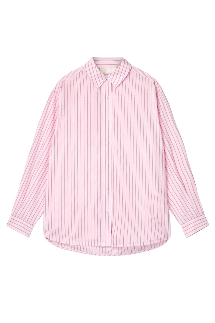 Poplin Workwear Shirt Pink and Red Pinstripe