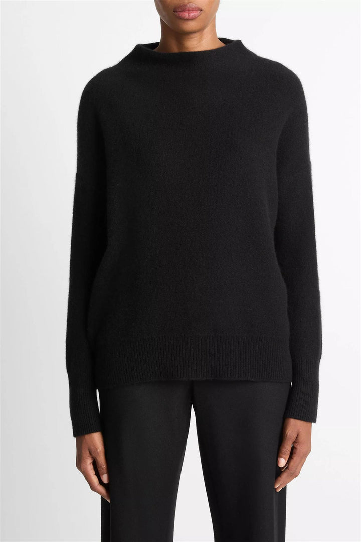 Boiled Cashmere Funnel Neck Pullover Black