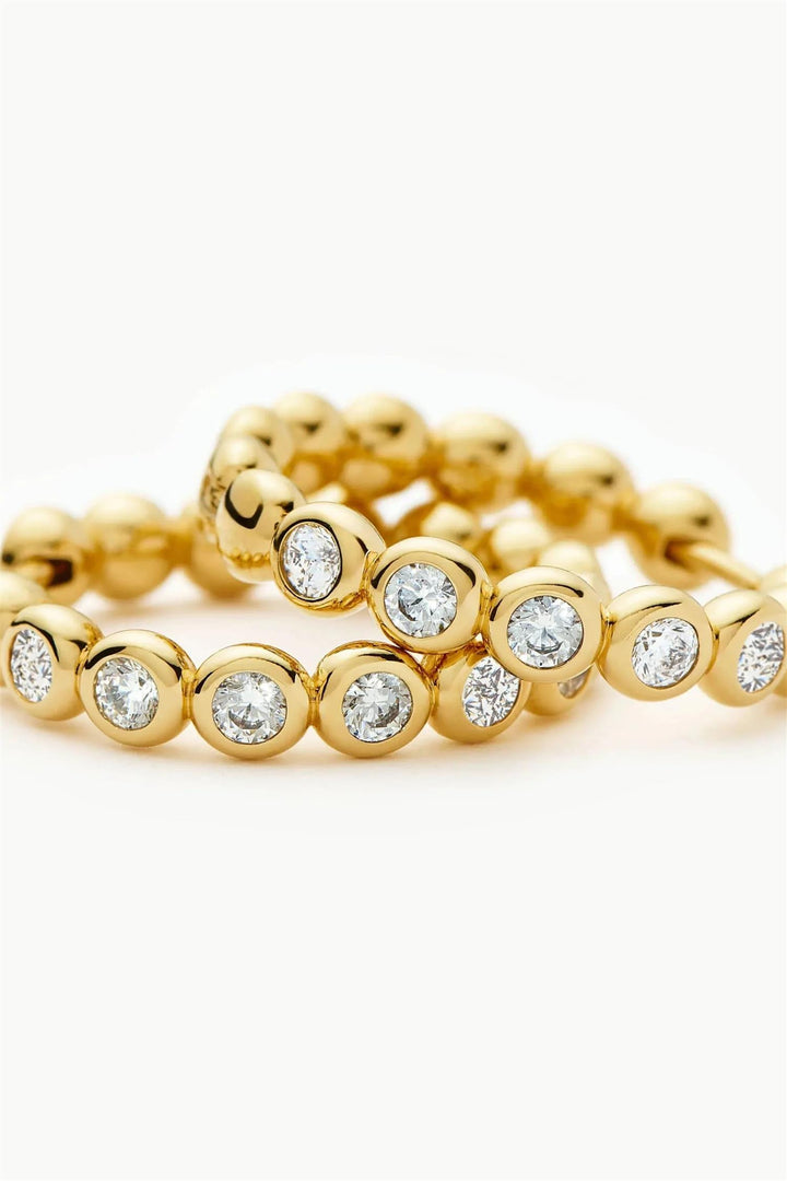 Tennis Medium Hoop Earrings Gold