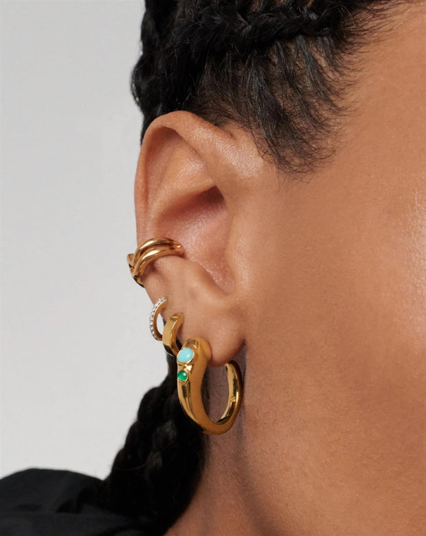 Molten Gemstone Mismatched Medium Hoop Earrings