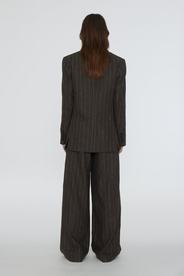 Katalin Pinstripe Fitted Blazer Mulch