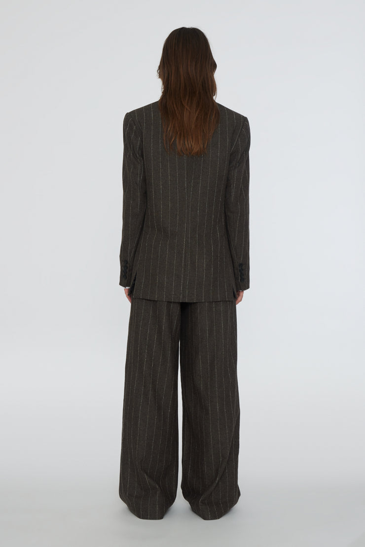 Katalin Pinstripe Fitted Blazer Mulch