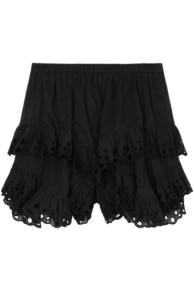 Kaddy Romantic Cotton Mini Skirt Black