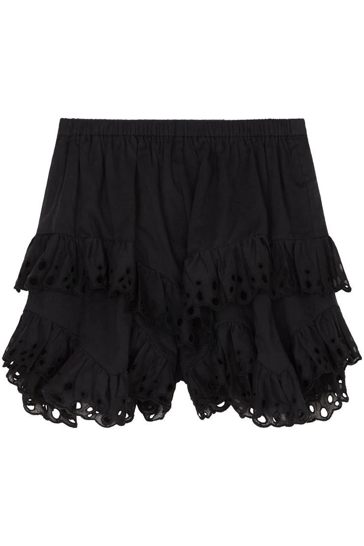 Kaddy Romantic Cotton Mini Skirt Black