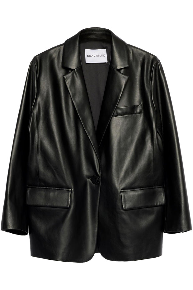 Jumbo Blazer Faux Leather Black