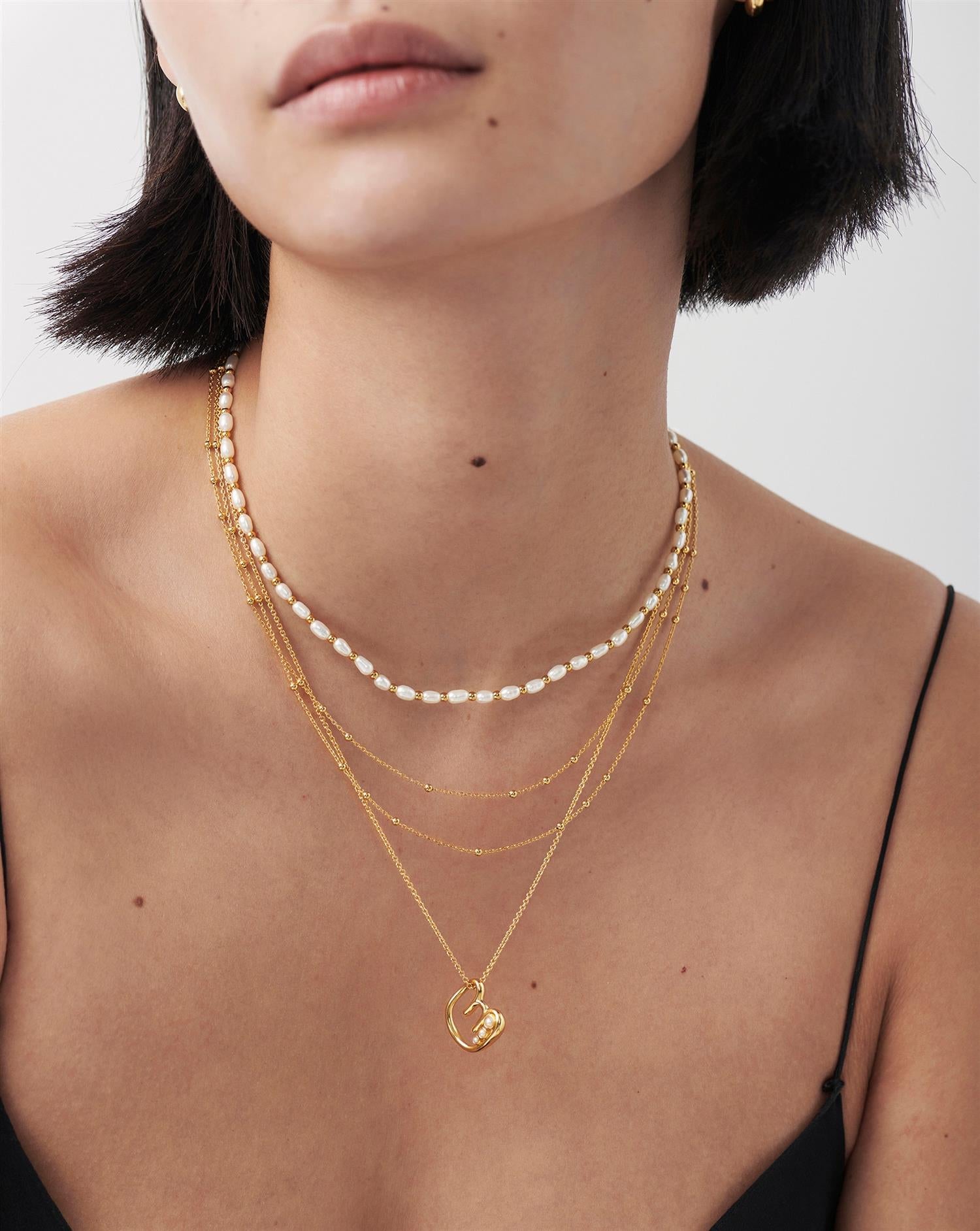 Pearl & Gold Initial Necklace – Alma Libre Jewelry